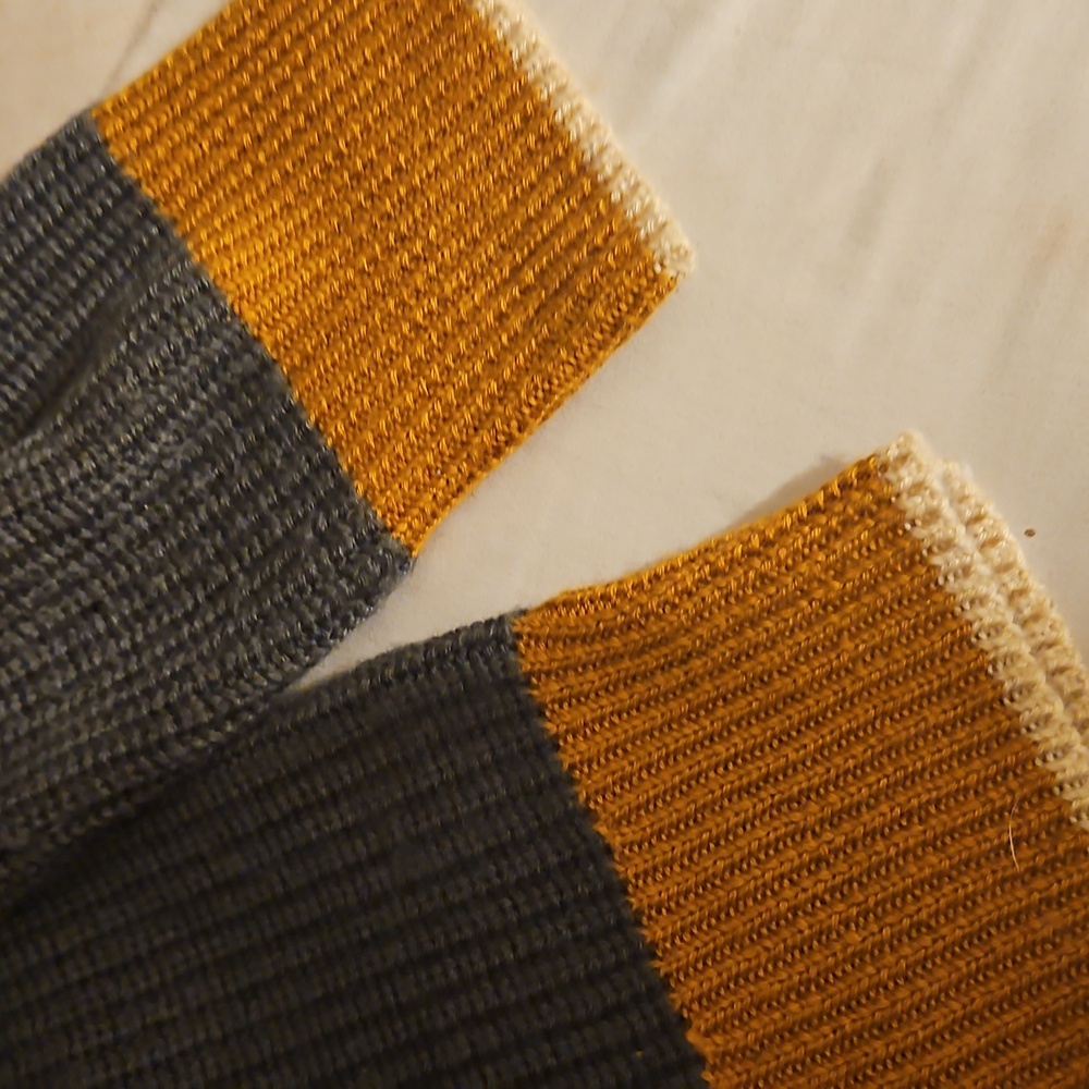 Skies Are Blue Curvy 1X Olive Green Ribbed Sweater Mustard Accents Fall Knit - Picture 11 of 15